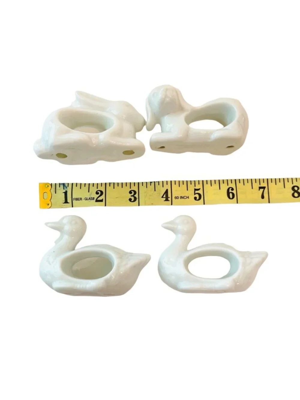 Vintage Napkin Holder Rings White Porcelain Animals Set of 4 with Box 1984